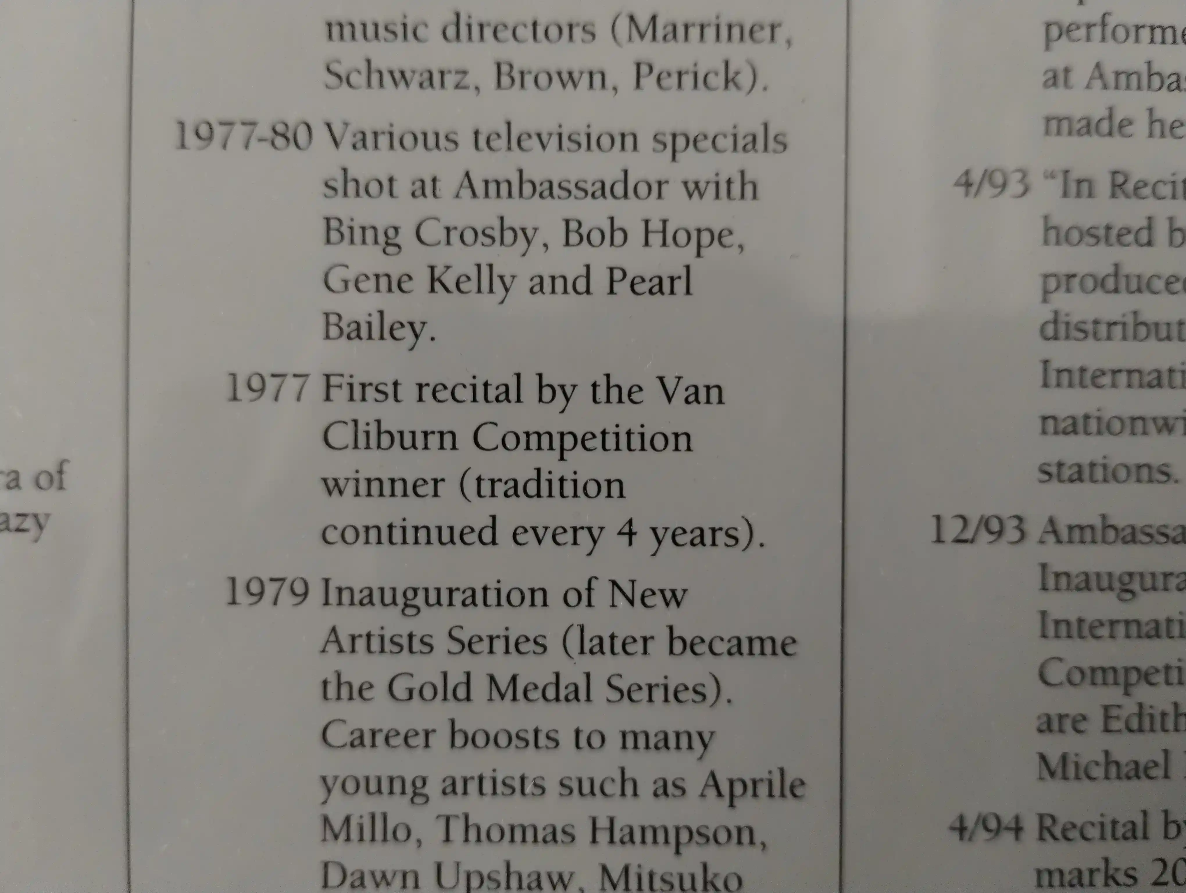 Ambassador Performing Arts Legends & Landmarks-Bing Crosby etc